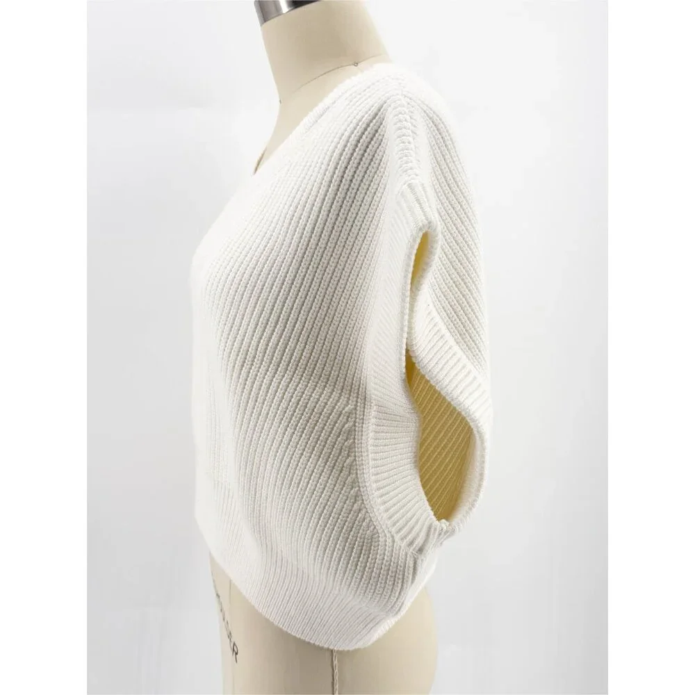 zara 5536/137/250 White Ribbed Knit Oversized Sweater L NEW - Picture 5 of 12